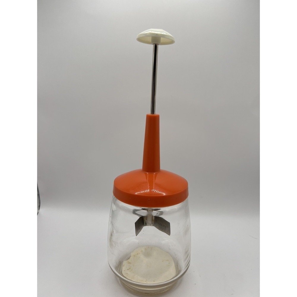 Vintage Federal  Houseware Orange Stainless Steel Blade Manual Food Nut Chopper